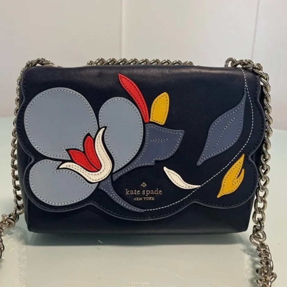 New Kate Spade Navy Floral Chain Bag - Picture 3 of 5